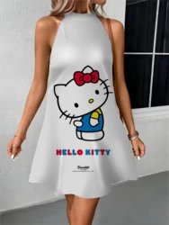 Female Dress Apron Sexy Dresses Hello Kitty Off Shoulder Bow Knot Womens Fashion Summer 2024 Elegant Women Party Women's Evening