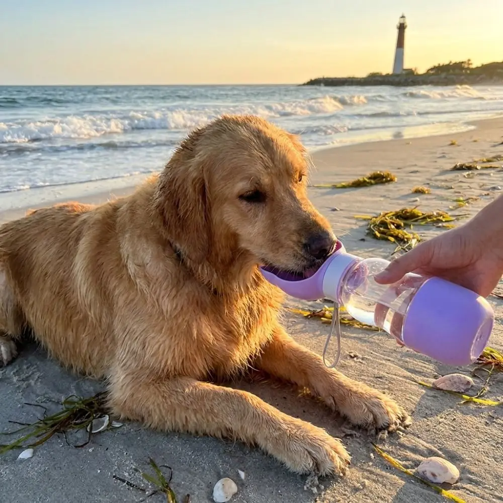 2 in 1 Cat Ear Shaped Pet Water Bottle Leak-proof with Hanging Rope Portable Pet Water Cup Multi-functional Dog Water Bottle