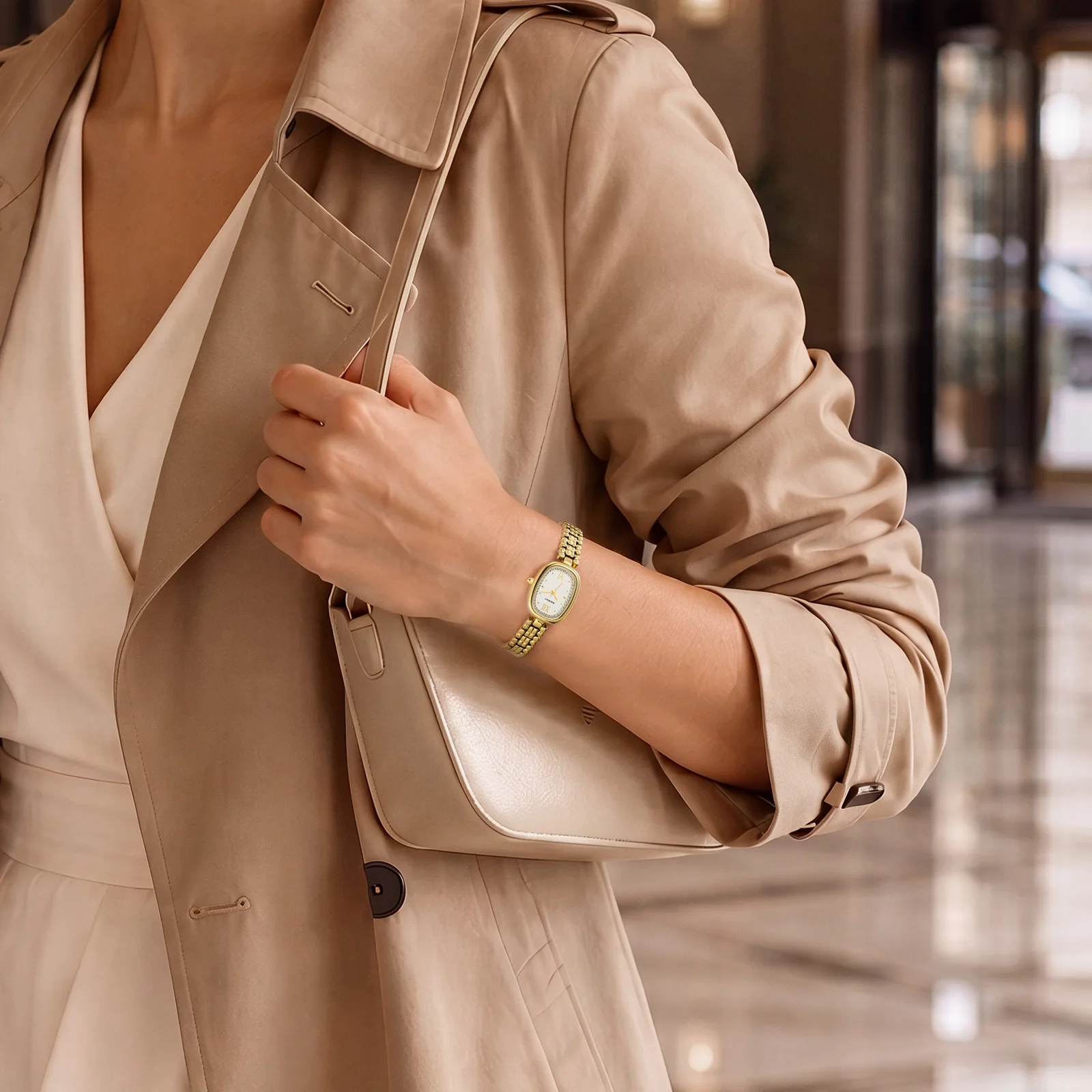 BERNY Goldene Uhren für Damen, elegante Damen-Quarzuhr, luxuriös, schlank, oval, modisch, lässig, minimalistisch, Party-Geschenk-Armbanduhr – Detail 17