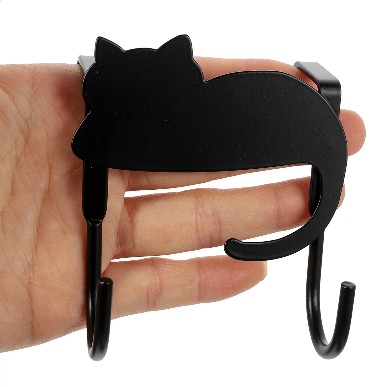 4 Pcs Iron Cat Hooks Black Cartoon Design Wall Mounted Over Door Hanger Easy Install No Nails Back Door ganizer Coat