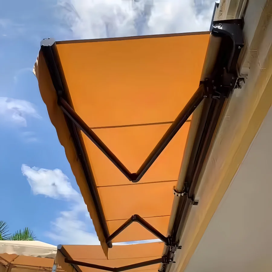 8x5m Three Strong Folded Arms Support Garden Terrace Retractable Folding Shade Awning