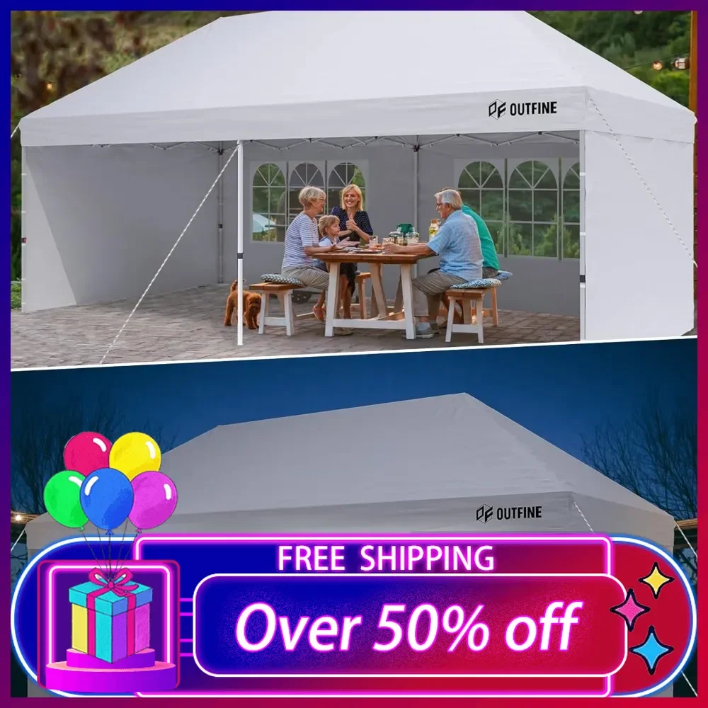 

Canopy 10'X20' Pop Up Canopy Gazebo Commercial Tent with 4 Removable Sidewalls, Stakes X12, Ropes X6 for Patio Outdoor Events