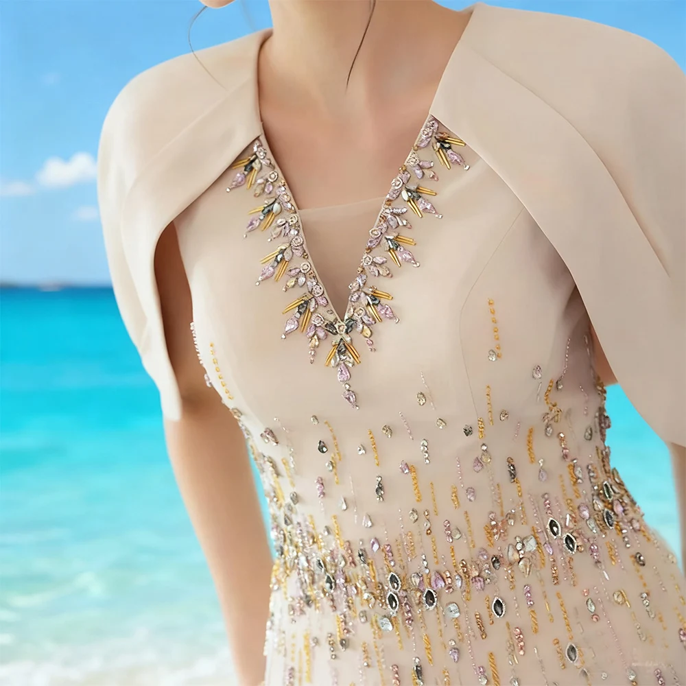 Customized Luxury Beads Long Evening Dresses for Special Occasions Floor-Length A-Line Women Gala Prom Party Gowns 2025