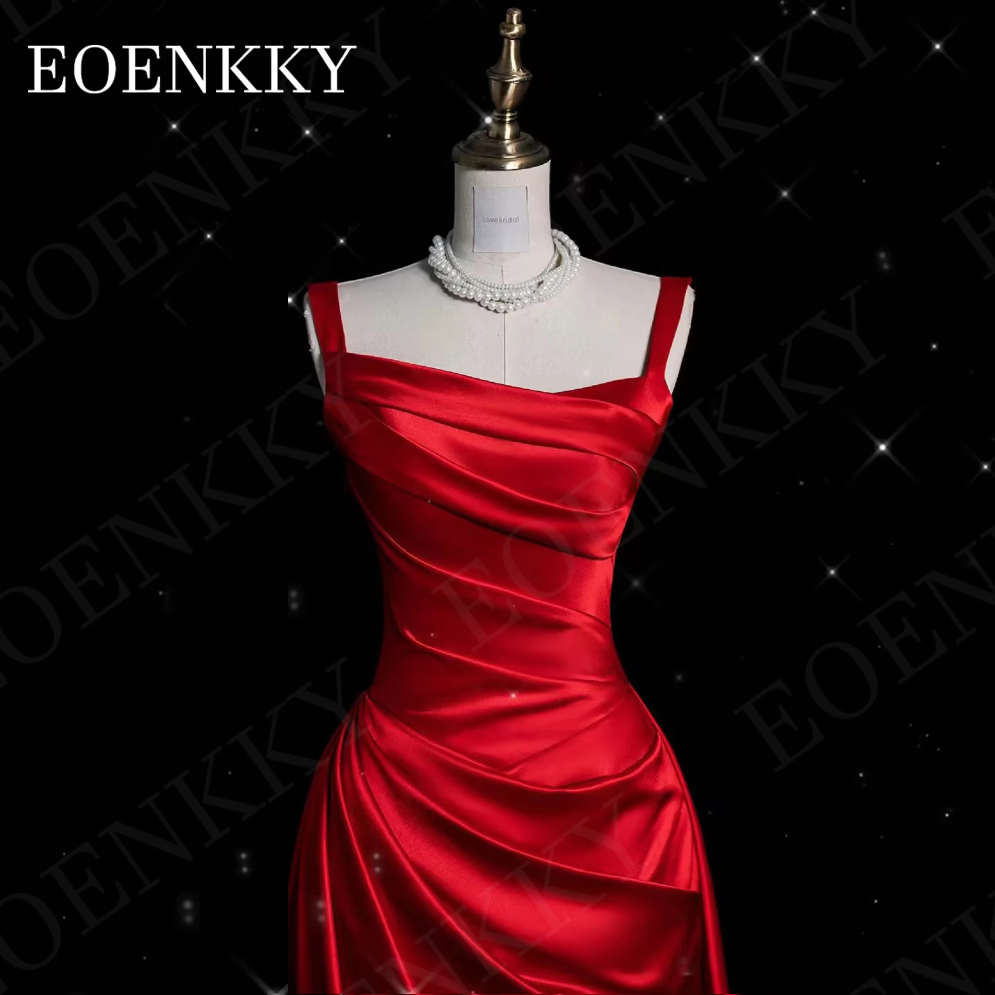 Elegant Satin Evening Dresses Prom Burgundy Split Backless Banquet Party Dress Spaghetti Straps فساتين سهرة Simple Saudi Arabia