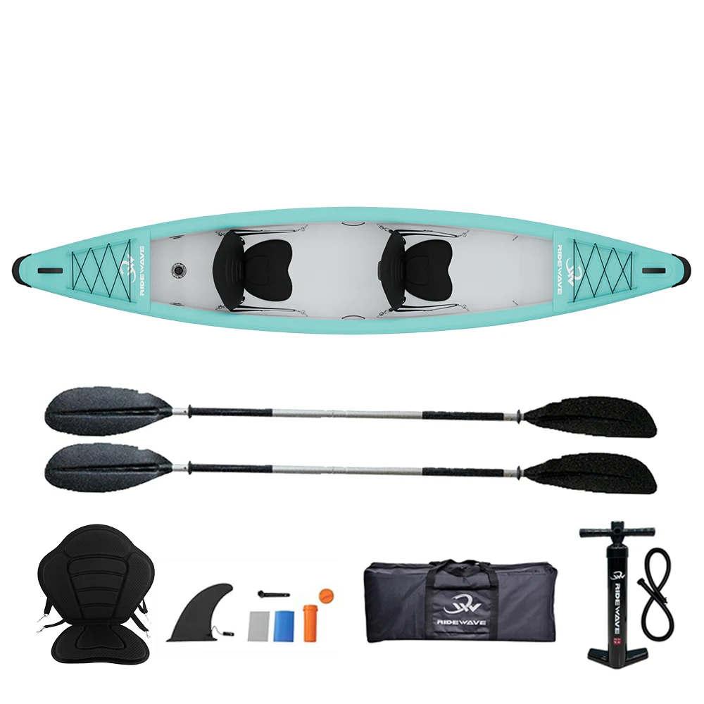 Kayak Inflable Tándem para 2 Personas, Estable, para Viajes Oceánicos de Larga Distancia, con Remos de Aluminio y PVC