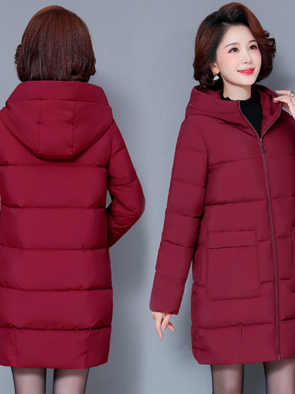 

Зимнее женское пуховое хлопковое пальто средней длины Jaet для мам среднего возраста среднего возраста и ly Thiened на молнии