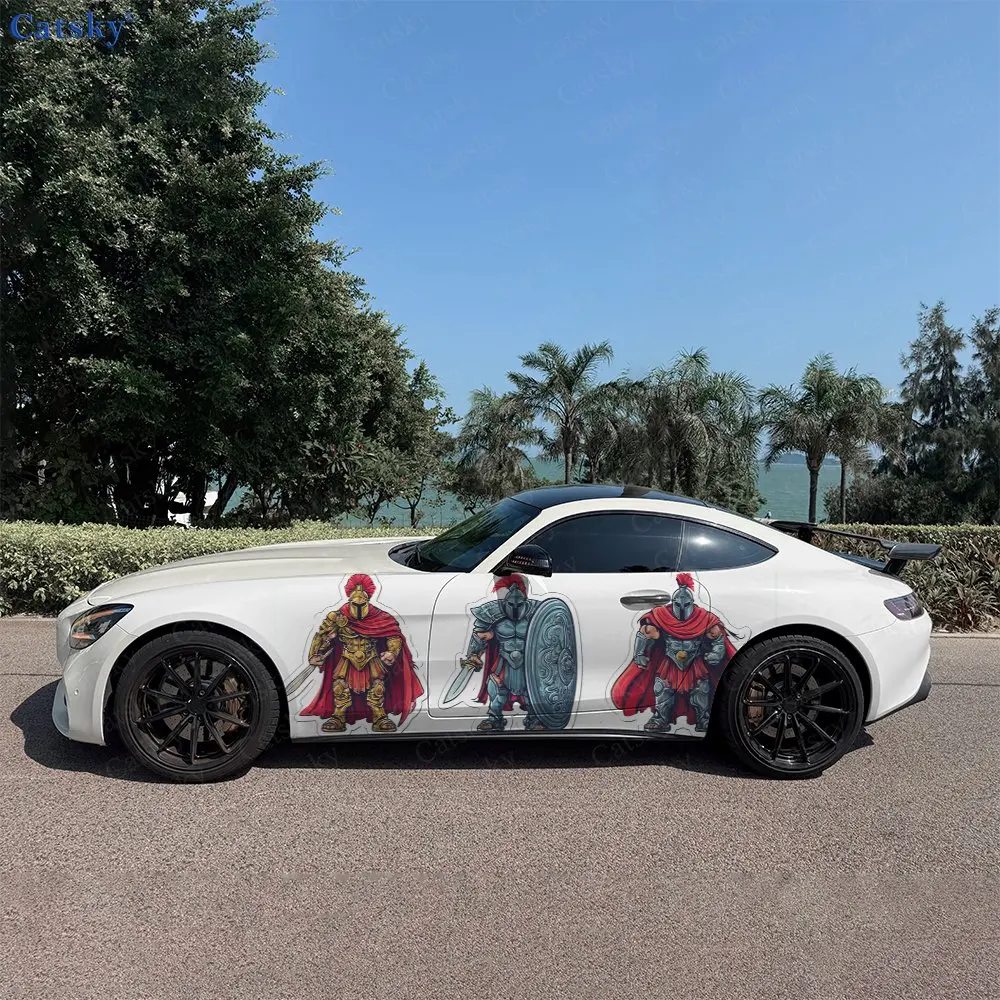 2pcs Brave Spartan Warriors Car Sticker Full Body Decal Decoration Scratches Protect Car Sticker Waterproof Car Vinyl Wraps