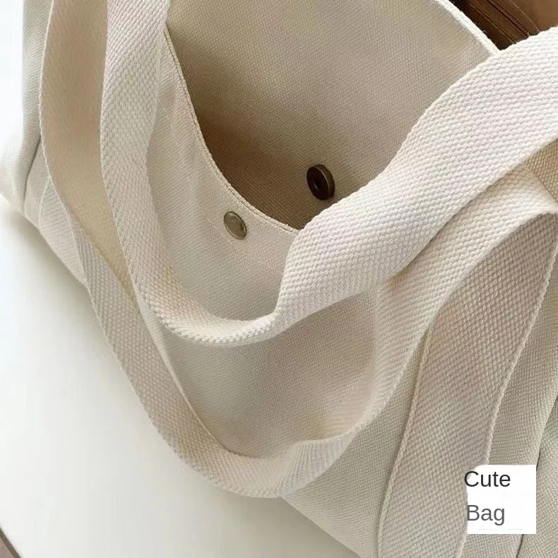 Geräumige Canvas-Tragetasche mit Schriftzug, Vielseitige Handtasche für Pendler, Arbeit, Studenten, Untertagetasche für Damen, Einkaufstasche – Detail 9