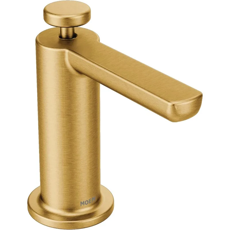 

Brushed Gold Modern Deck Mounted Kitchen Soap Dispenser with Above-the-Sink Refillable Bottle, S3947BG