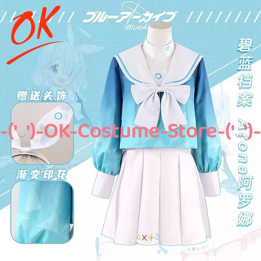 

[Customized Size] Blue Archive Arona Cosplay Costume Headwear Game Character Outfit Halloween Carnival Party Sailor Uniform Suit