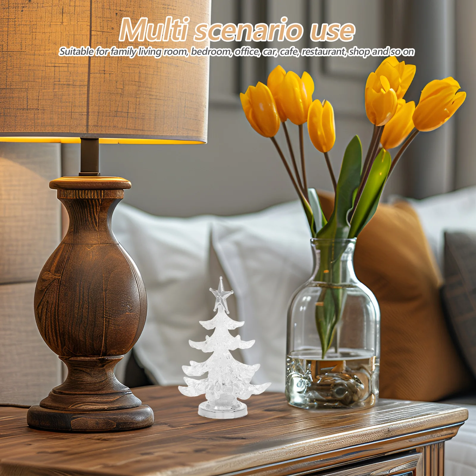 

Christmas Tree Light Clear Acrylic Rgb Flashing Usb Led Lamp For Home Bedroom Decor Kids Holiday Gifts Beside