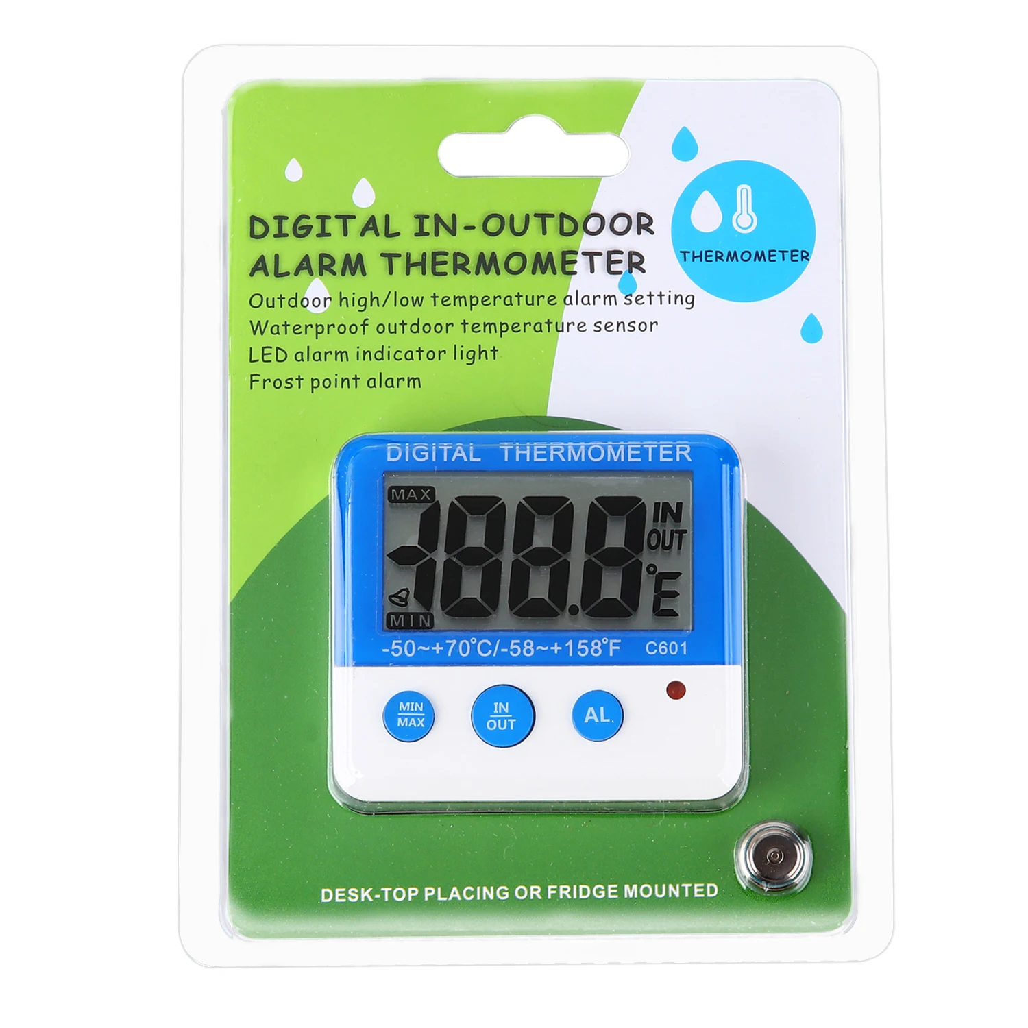 Digital Fridge Thermometer with Alarm and Max Min Temperature LCD Display Refrigerator Freezer Thermometer for Indoor Outdoor