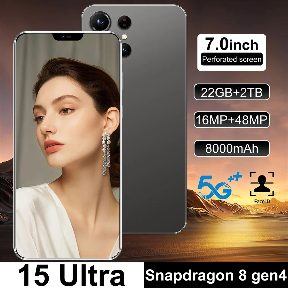 

Brand New 15 Ultra 7.0 inch Global Edition Original Smart 22GB+2TB 4G 5G Dual Card 8000mAh Battery Facial Recognition Function