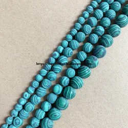 Synthetic Stone Matte Green Malachite Round Loose Beads 15