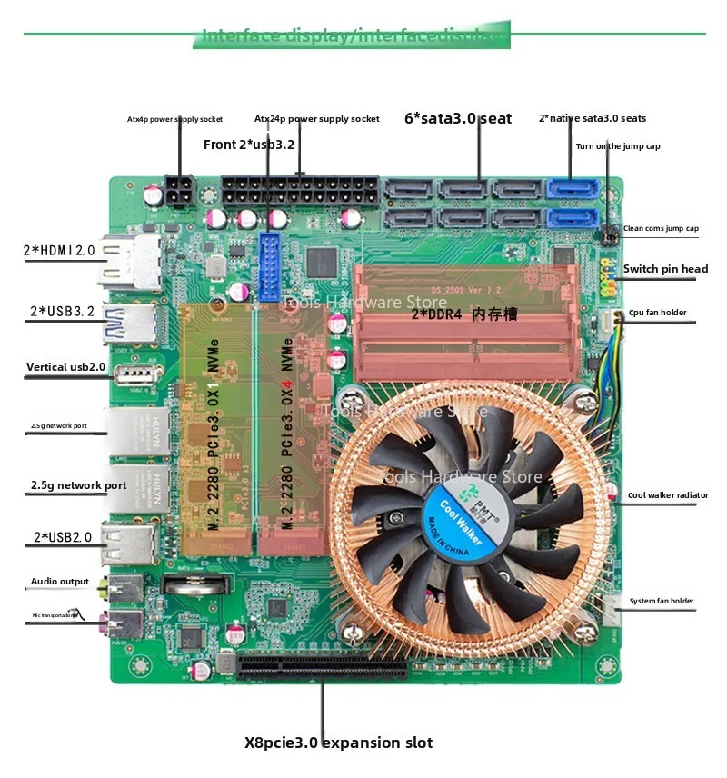 AMD Ryzen 5825U expandable 10 Gigabit 8-bit NAS main board machine vision industrial control ITX main board