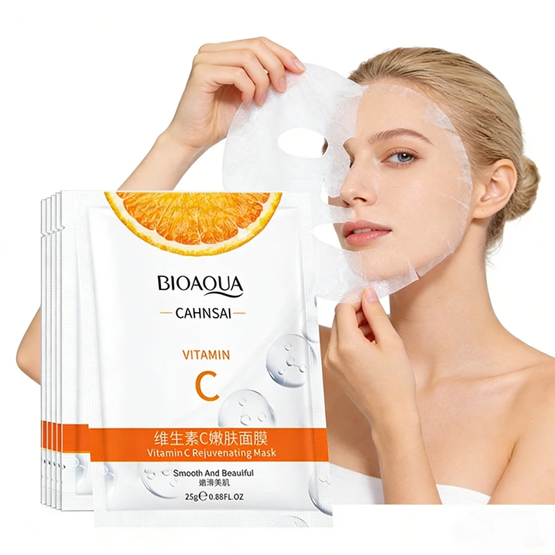 5pcs BIOAQUA Vitamin C Facial Masks Face skincare Moisturizing Face Mark Whitening Anti-aging Face Mask for Face Skin Care