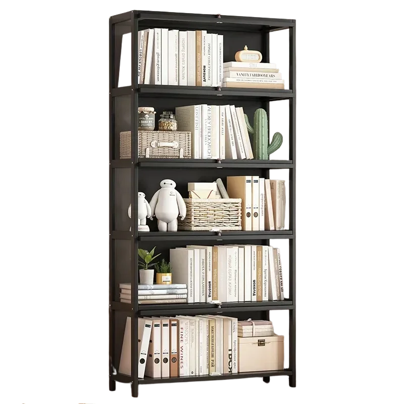 

Living Room Bookcase Children Display Shelf Storage Organizer Container Tall Bookshelf Black Estante Pared Industrial Furniture