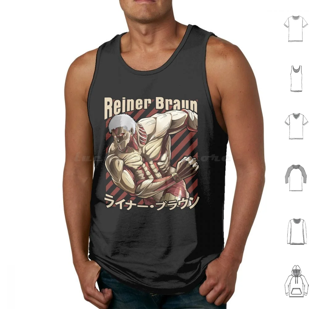 Armored Titan Tank Tops Print Cotton Cool Chill Vibes Unique Color Anime Trendy Funny Pretty