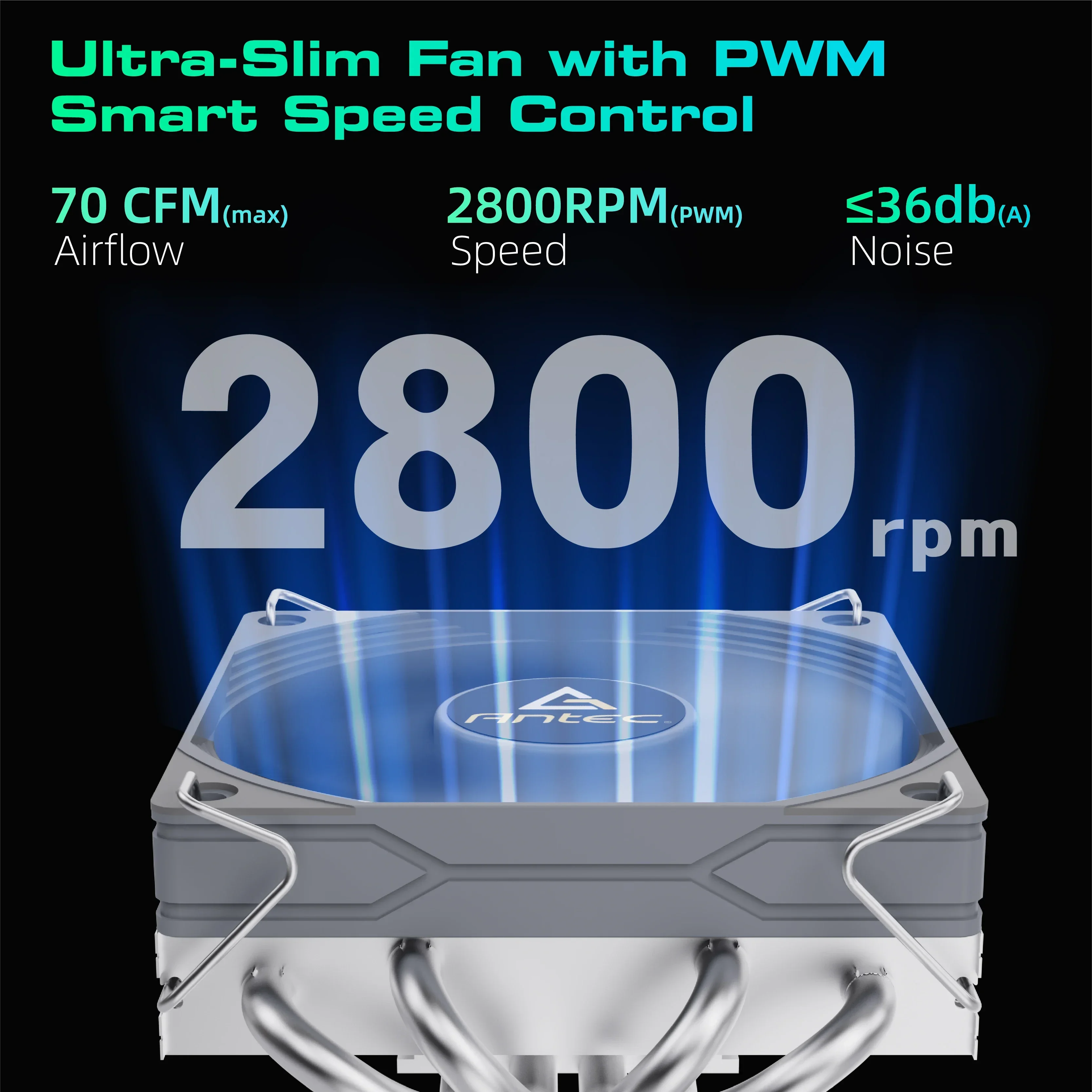 Antec ITX Low Profile 92mm PWM Fan CPU Cooler A37 A45 Radiator 130W-TDP for Intel/AMD 12.8W/m.K Paste,I5-12400F/Ryzen-7500F
