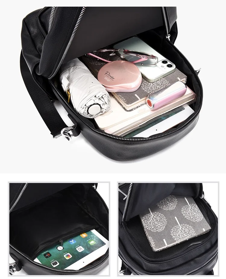 High Quality PU Leather Women Backpack Travel Large Capacity School Bags for Teenage Girls Mochila Female shoulder bag