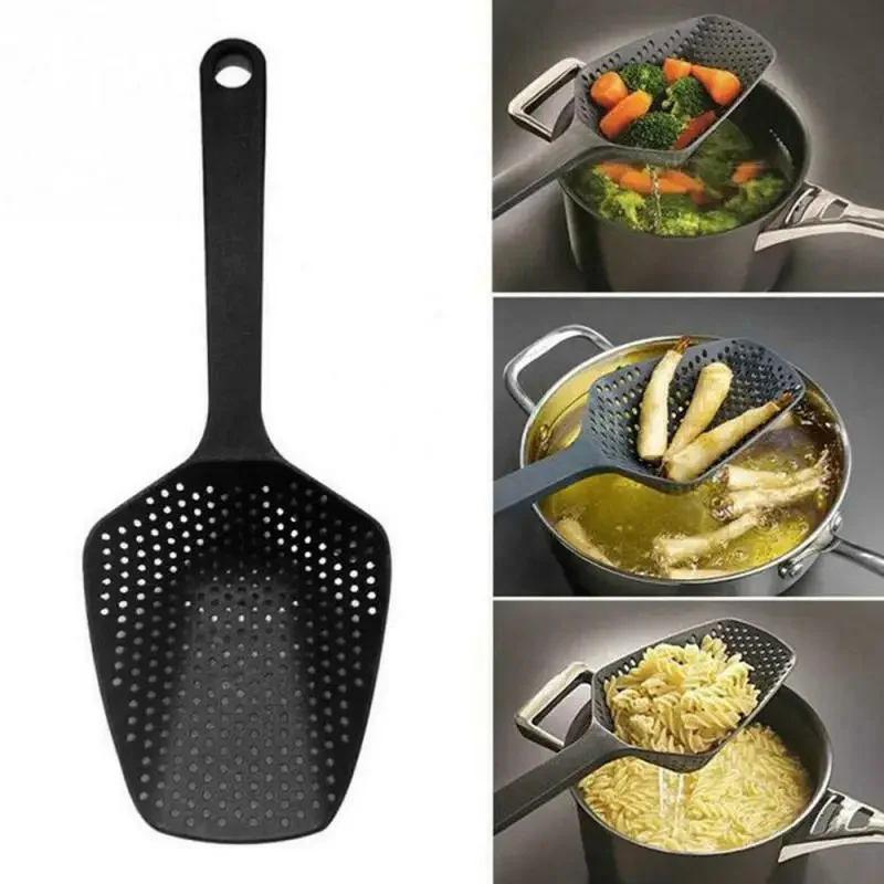 

Portable Nylon Kitchen Soup Spoon Strainer Colorful Ladle Anti-scald Skimmer Fry Food Mesh Handy Filter Kitchen Tools