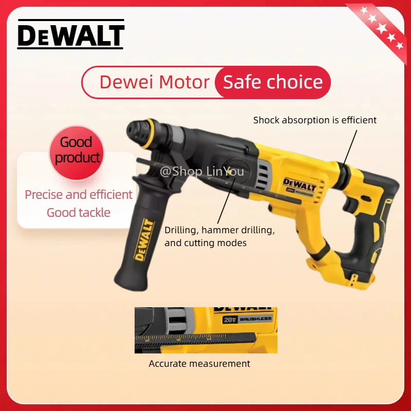 

DCH263 28MM 1-1/8-inch Brushless Cordless Hand-held Rotary Hammer 20V 3-in-1 Lithium Electric Hammer Impact Drill