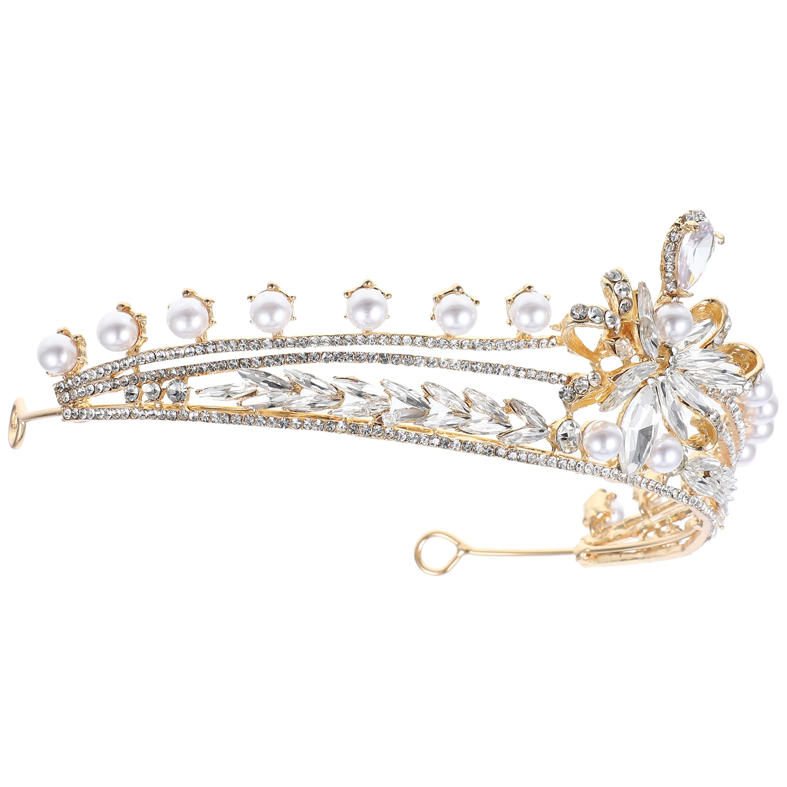 

Pearl Bow Crown Hair Accessory Bridesmaid Dresses Small Tiara Rhinestones Women Tiaras Elegant Design Birthday Crowns Queen
