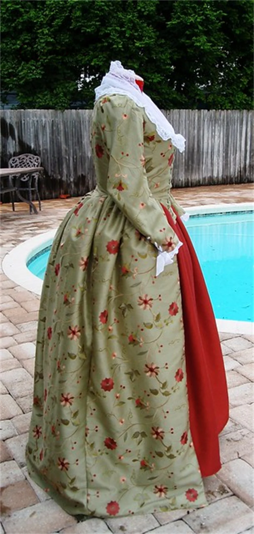 

1780s Robe a l'Anglaise Dress Vintage Floral Ball Gown Medieval Renaissance Costume Bustle Victorian Dress