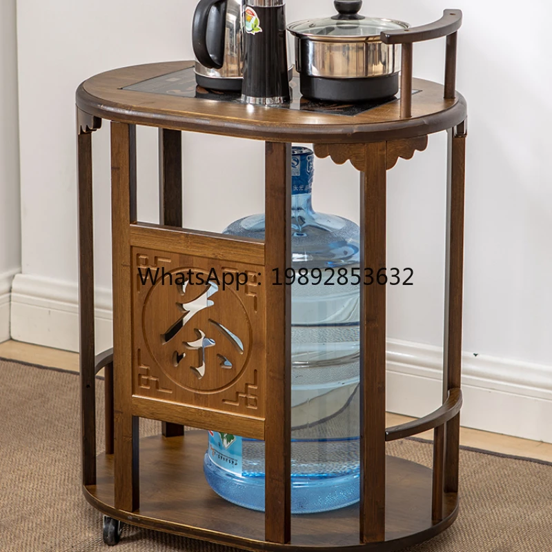 

Mobile Small Tea Cabinet Tea Table Kettle Integrated Set Household Solid Wood Tea Making Table