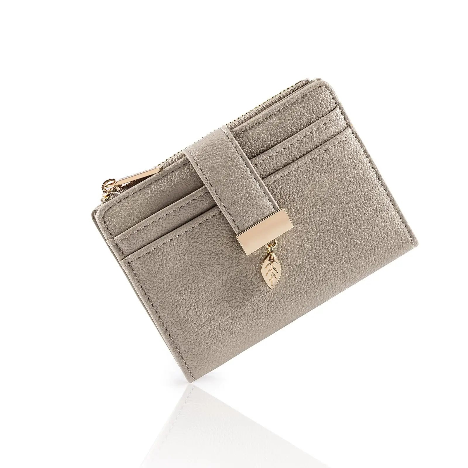 Pomelo Best Cartera de cuero para mujer con bolsillo para monedas con cremallera y compartimentos para tarjetas con botón a presión