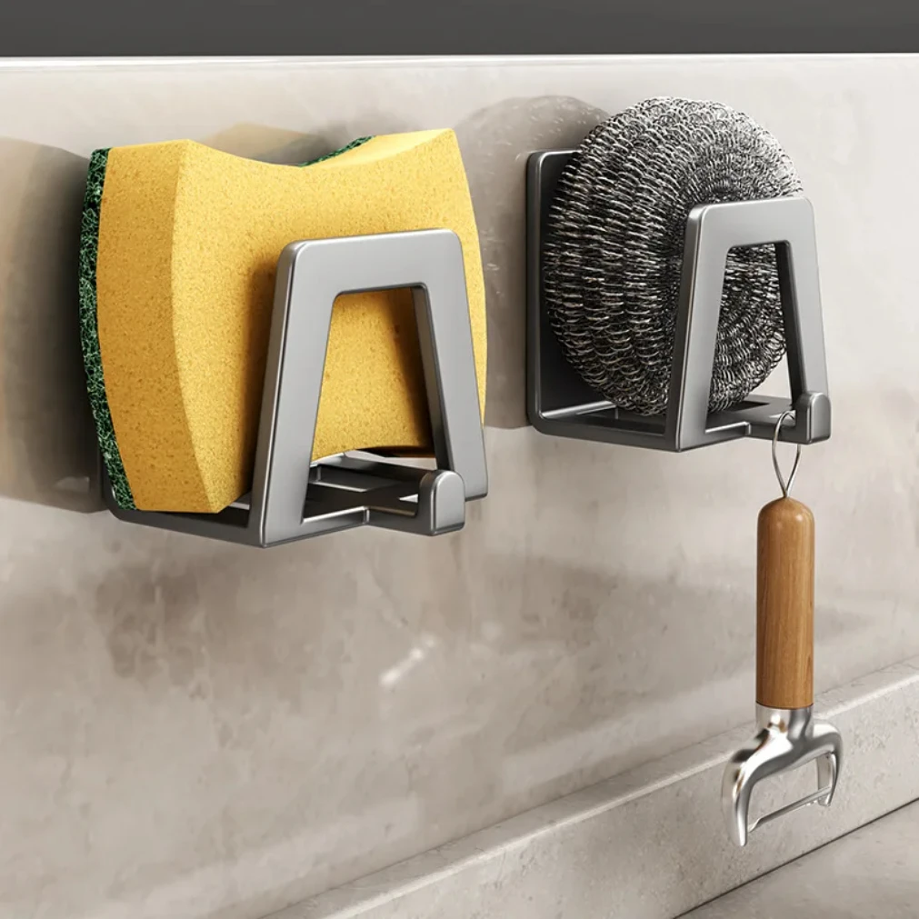 

Stainless Steel Sponge Holder Self Adhesive Sink Drain Drying Sponges Racks Shelf Kitchen Storage Wall Hooks Holders Organizer