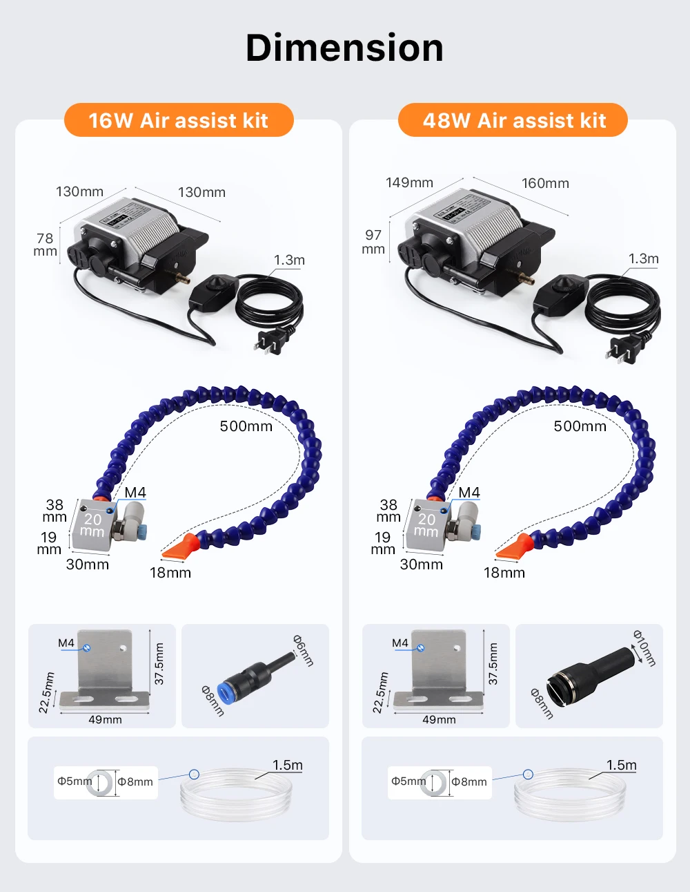 16W & 48W Luftunterstützungs-Kompressor Elektromagnetische Luftpumpe mit geringerem Geräuschpegel für Laser-Gravier- und Markiermaschinen mit einstellbarem Luftstrom – Detail 7