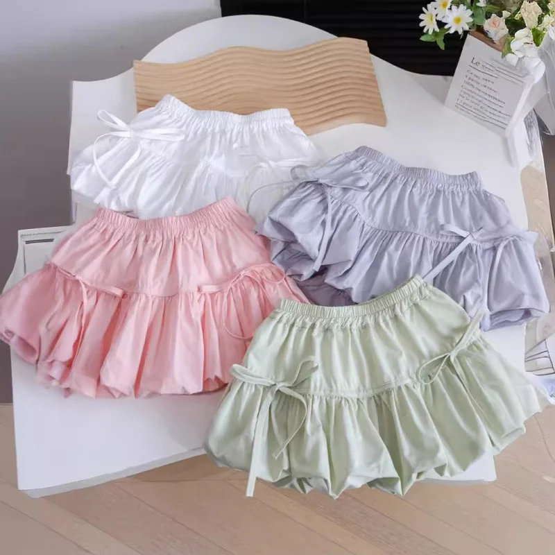 Girls' Summer Princess Western Style Flower Bud Short Culottes NewinsSweet StylebabyAll-Match Pantskirt-XMS