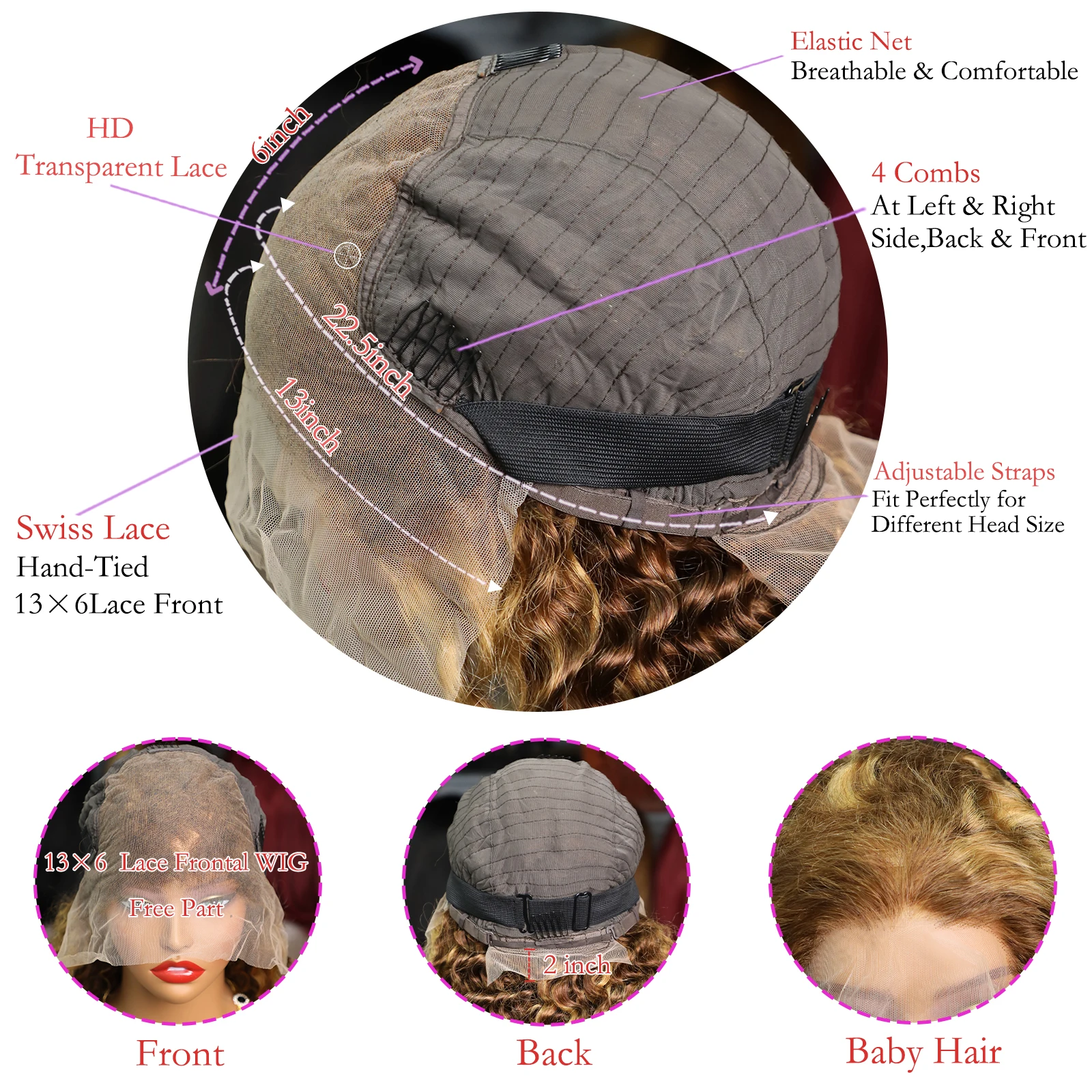 مجعد تسليط الضوء على شعر مستعار شعر الإنسان موجة عميقة 13x4 13x6 Hd الدانتيل الباروكة الأمامية 200% الكثافة قبل قطعها أومبير العسل شقراء براون الباروكات