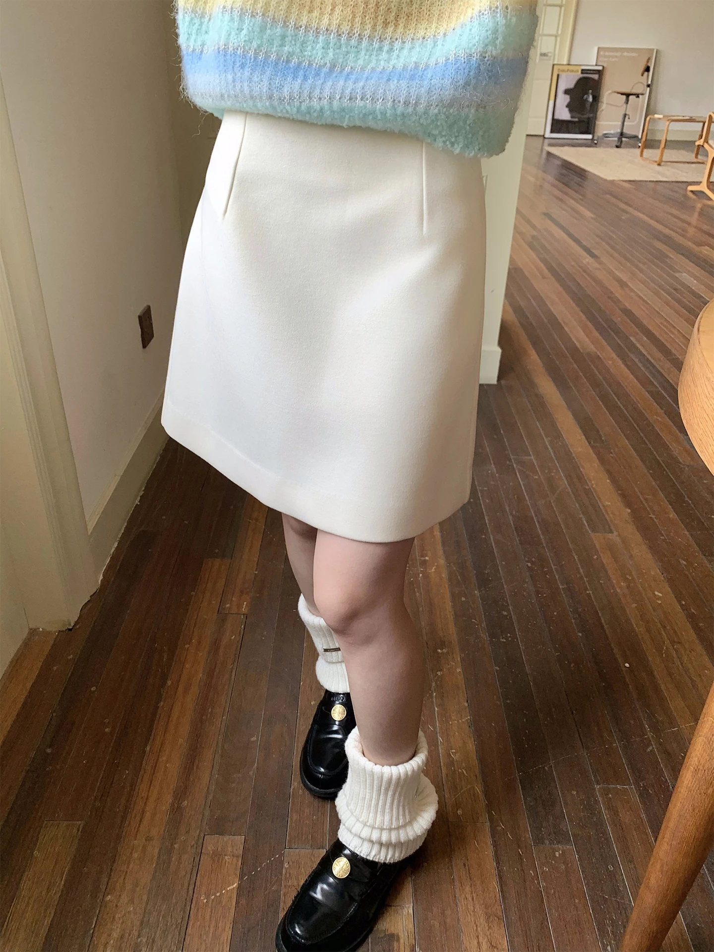 

Юбка INON с высокой талией из шелковой смеси, женская модная юбка А-силуэта для похудения, повседневная, корейская версия