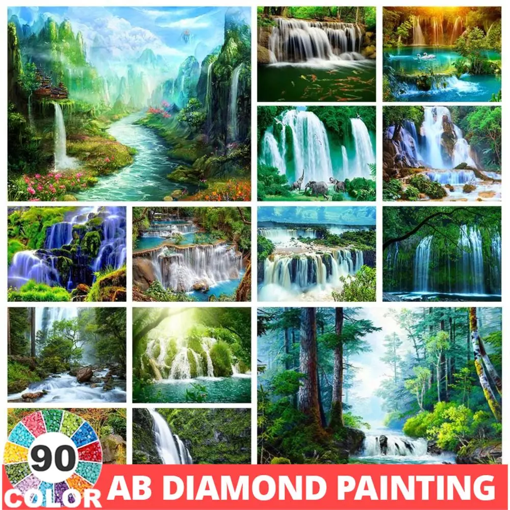 AB 90 Colors Diamond Painting 5D DIY Landscape Scenery Embroidery Cross Stitch Kit Mosaic Art Picture Home Decor Gift Hobby