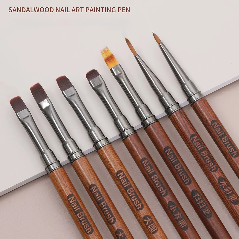 Sandalwood Handle Nail Drawing Brushes For Manicure Lines Painting Gradient UV GEL Extension Builder Drawing Pen