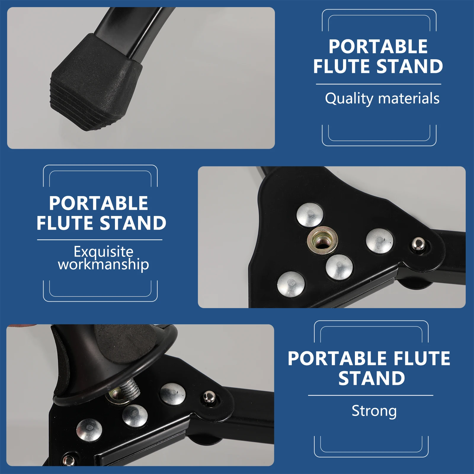

Flute Holder Clarinet Portable Musical Instrument Practical Alloy Sturdy Tripod Strong