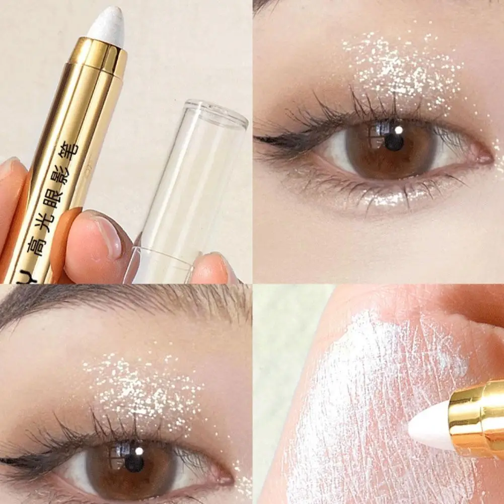 Neue Doppelkopf Lidschatten Stift Perl glanz Schimmer lange Highlight dauerhafte Make-up Auge Schönheit Werkzeuge Bleistift aufhellen Schatten con c9e9