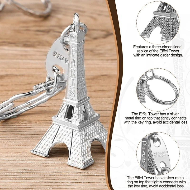 12Pcs Vintage Paris Eiffel Tower Keychain Tower Charm Key Ring Gift Giveaways