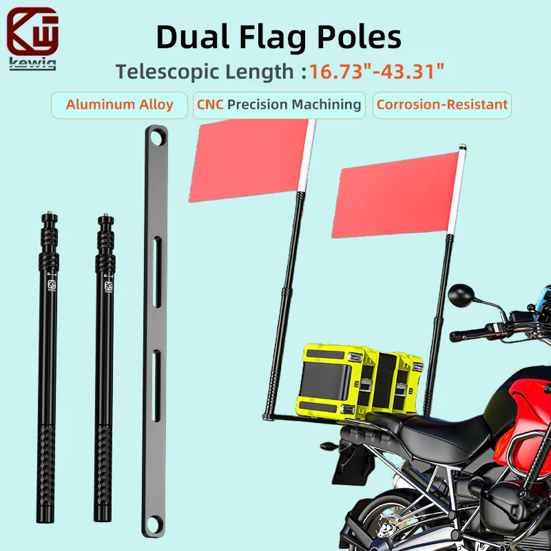 Kewig QG-3 Motorcycle Dual Flag Pole 16.73