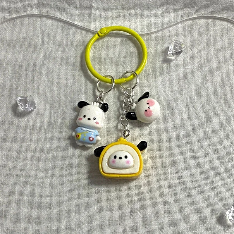 Kawaii Hello Kitty Pendant Keychain Sanrio Kuromi My Melody Doll Keyring Cute Cinnamoroll Pochacco Keychains Boys Birthday Gifts