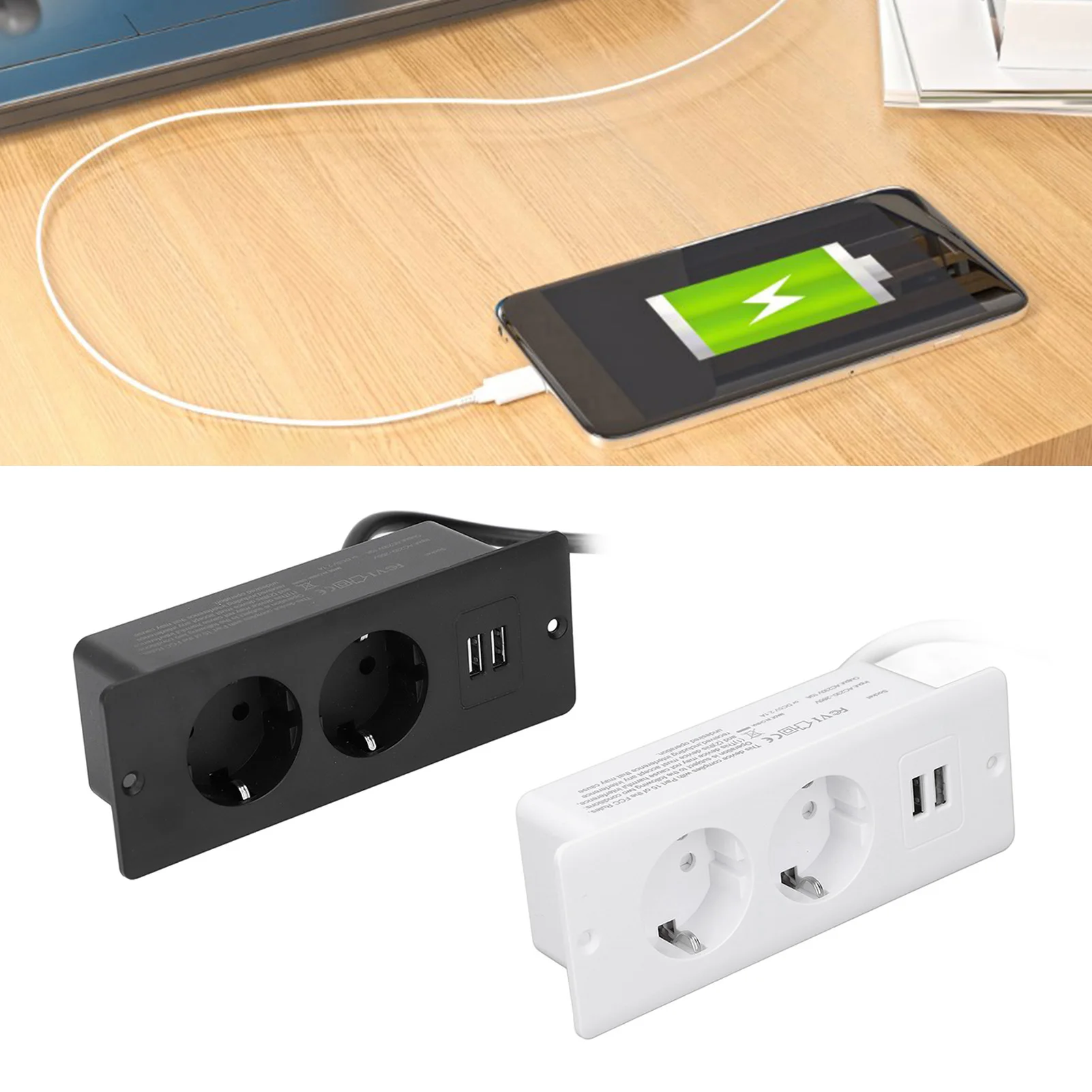 

Embedded Power Outlet Easy To Install PC Flame Retardant In Desk Power Hub Space Saving EU Plug 230‑265V for Home Industry