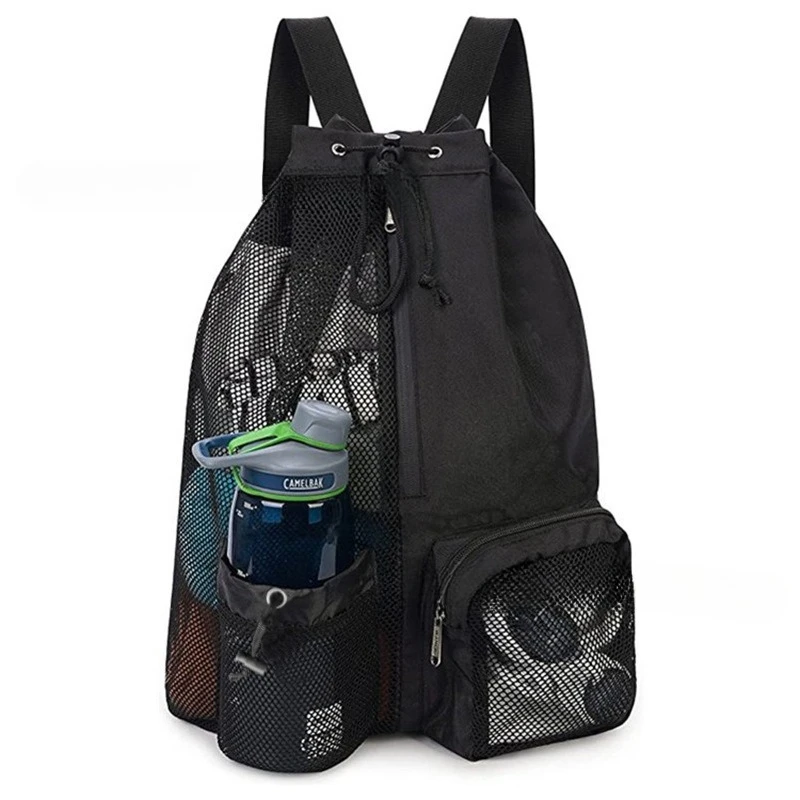 

Mesh Swim Backpack with water bottle Pocket - Drawstring Gym & Beach Bag, Waterproof Sports Gear Sack for Swimming