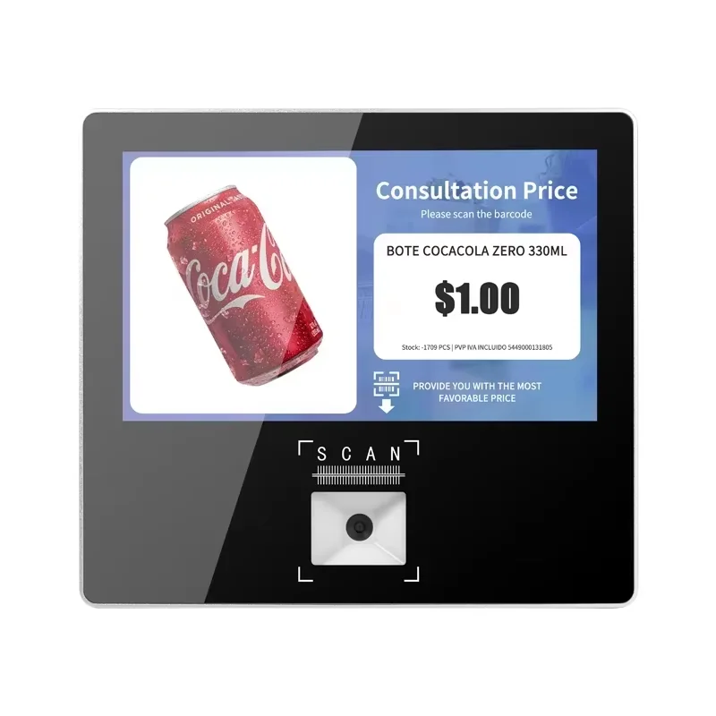 مدقق السعر بنظام التشغيل Windows مقاس 11.6 بوصة مع ماسح ضوئي ثنائي الأبعاد QR للتعليق على الحائط Win10 POS قارئ رمز الاستجابة السريعة المدمج لفحص معلومات سعر المنتج #3