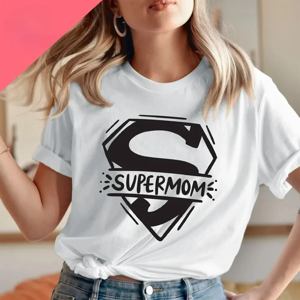 Summer 2026 Mother's Day T-shirt - Great Mom - SuperMom- Polyester Fabric, Breathable - White, Black, Red Top - Sizes S-XXL