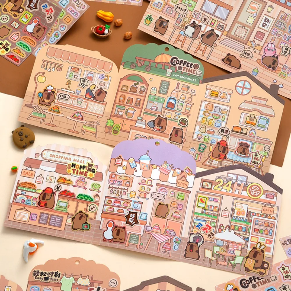 Cute PVC Capybara Sticker Handmade Cartoon Quiet Book Stationery Gifts Education Toy NEW Sticker Book