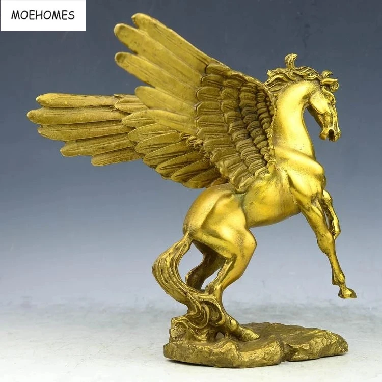 MOEHOMES Chinese Collect Bronze Fengshui Pegasus Horse Statue Metal Handicraft Home Decorations Buddhism 2020 Cn(origin)