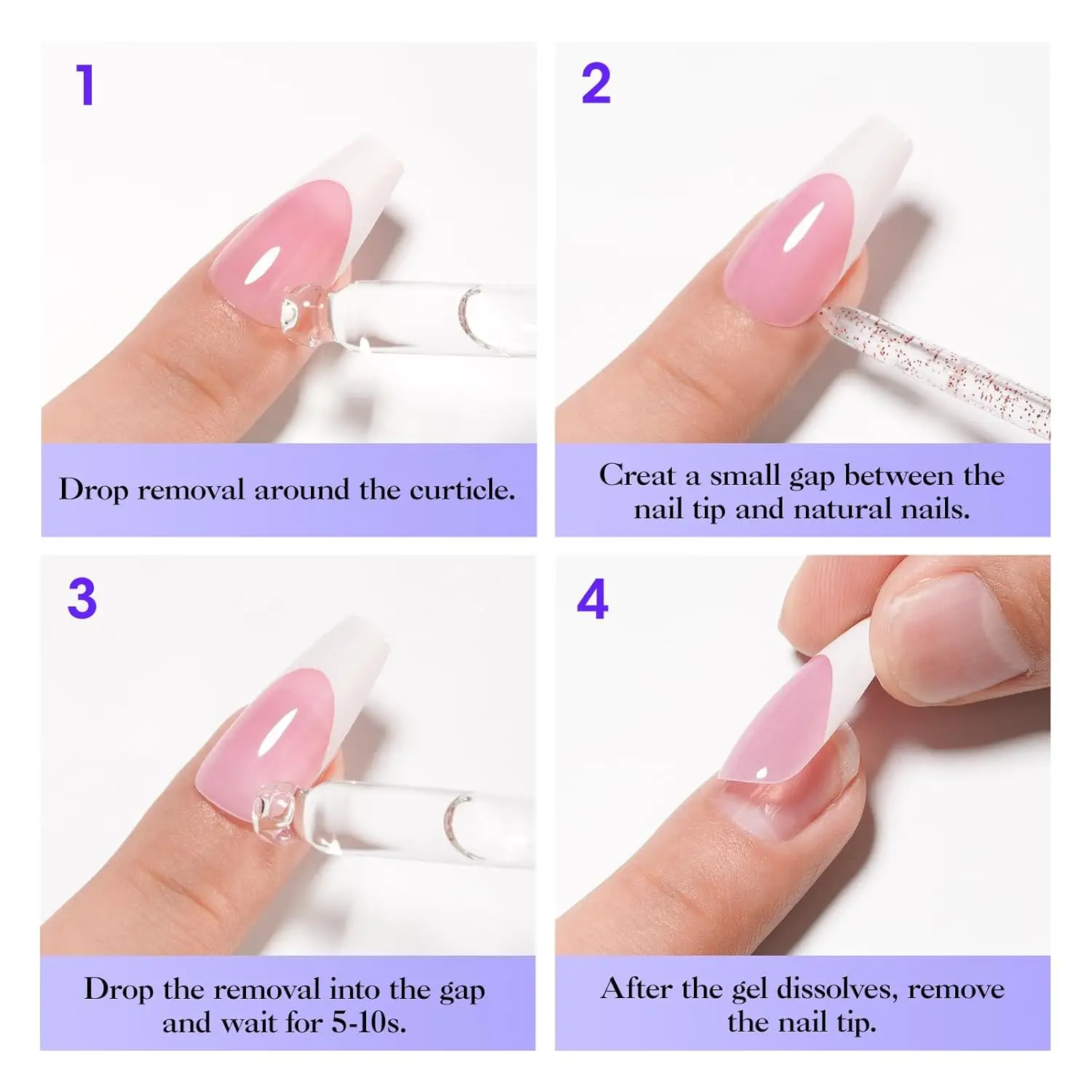 Gellen Debonder Nails Nagellackentferner zum Aufdrücken, 40 ml, UV-Kleber, sanft, nicht ureton, falsche Gelspitzen, Zubehör, geruchlos