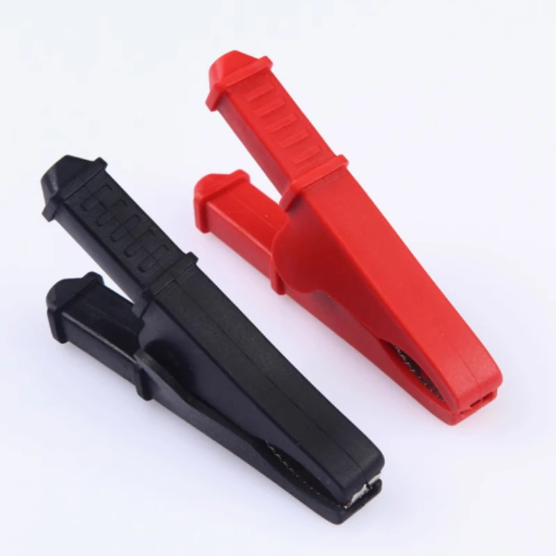 1 set of insulated metal copper alligator clip electric test 7cm big alligator clip 1 red +1 black, test clip power